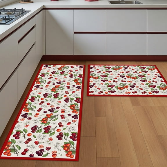 Dicor Rug Kitchen Rugs Set of 2 Purple Hydrangea Non Slip Washable Kitchen Mats ...