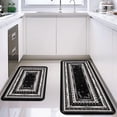 thumbnail image 1 of Kitchen Rugs Set of 2, Cushioned Anti-Fatigue Kitchen Mats for Floor, Pet Rug Soft Absorbent Boho Kitchen Rugs Set for Bathroom, Sink, Office, Laundry, 17.3× 47 ＋ 17.3× 30 Black, 1 of 6
