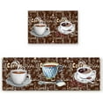 thumbnail image 1 of Kitchen Rugs Set of 2 Four Kinds of Coffee Kitchen Mats Rugs Non Skid Washable Anti Fatiguee Nostalgia Retro Doormat Carpet for Bedroom Bathroom Living Room 17x30in+17x47in, 1 of 6