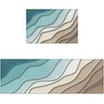 thumbnail image 1 of Kitchen Rugs Set 2 Piece, Ombre Stripes Turquoise Brown Kitchen Mats Rugs Non Skid Washable Anti Fatiguee, Abstract Striped Doormat Carpet for Bedroom/Bathroom/Living Room,17x30in+17x47in, 1 of 6