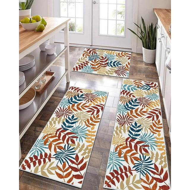 Kitchen Rugs Set of 3 Piece, Yamaziot Boho Kitchen Mat, Washable Rug