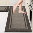 thumbnail image 1 of Kitchen Rugs Set, Non-Slip Machine Washable Kitchen Runner Rugs Floor Mats, Absorbent Comfort Standing Mat for Kitchen, Sink and Hallway, Rolled Packaging, Grayish Brown & Coffee, 1 of 14