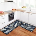 thumbnail image 1 of Kitchen Rugs Set Seamless with White Tropical Leaves with Gold Elements on Blue Kitchen Mat for Floor Non-Slip Washable Kitchen Runner Doormat Bath Rug Carpet Comfort Standing Mats Decorations, 1 of 6