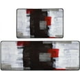 thumbnail image 1 of Kitchen Rugs Sets 17"x48"+17"x30" Area Rugs Red and Grey Abstract Art Painting Red Kitchen Rugs Non Skid Washable Decorative Kitchen Mats Set of 2 for Kitchen Dining Room Floor Sink Laundry, 1 of 5