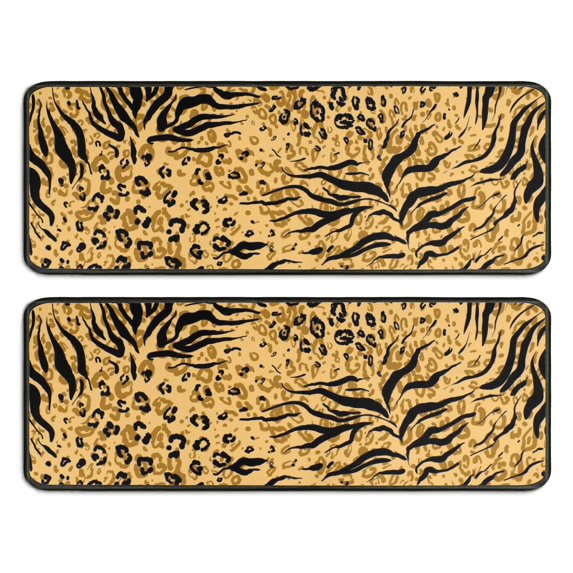 Kitchen Rugs Sets Of 2,Animal Print Pattern Anti Fatigue Kitchen Mat Rugs Non Slip Washable,Decorative Kitchen Floor Mats for Kitchen,Sink,Laundry,17"x47"+17"x47"