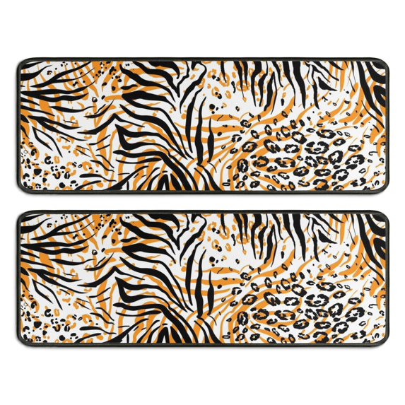 Kitchen Rugs Sets Of 2,Animal Print Pattern Anti Fatigue Kitchen Mat Rugs Non Slip Washable,Decorative Kitchen Floor Mats for Kitchen,Sink,Laundry,17"x47"+17"x47"