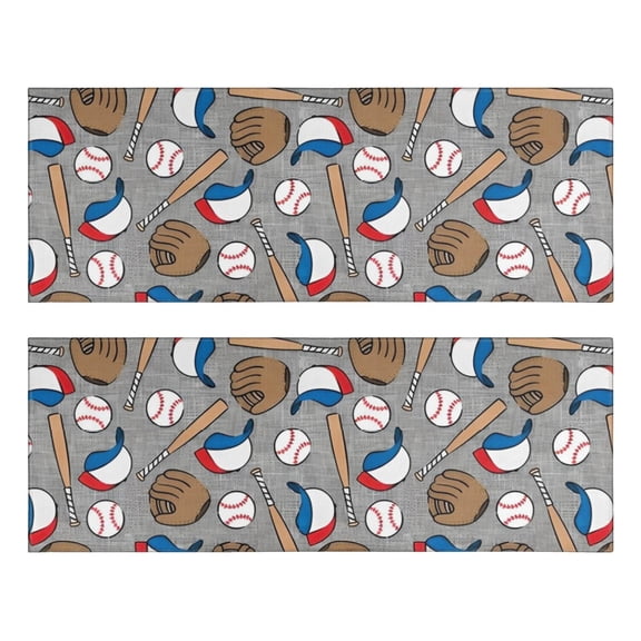 Kitchen Rugs Sets Of 2,Baseball Items Pattern Anti Fatigue Kitchen Mat Rugs Non Slip Washable,Decorative Kitchen Floor Mats for Kitchen,Sink,Laundry,17"X47"