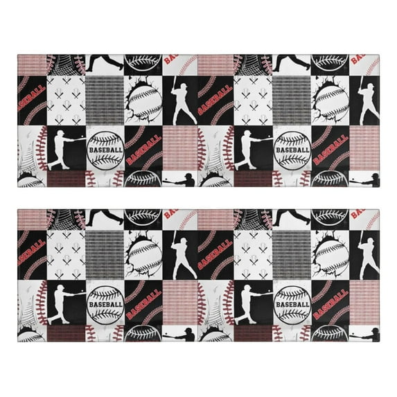 Kitchen Rugs Sets Of 2,Baseball Patchwork Pattern Anti Fatigue Kitchen Mat Rugs Non Slip Washable,Decorative Kitchen Floor Mats for Kitchen,Sink,Laundry,17"X47"
