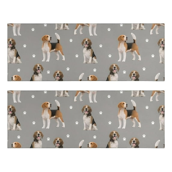 Kitchen Rugs Sets Of 2,Beagle and Dog Footprints Anti Fatigue Kitchen Mat Rugs Non Slip Washable,Decorative Kitchen Floor Mats for Kitchen,Sink,Laundry,17"X47"