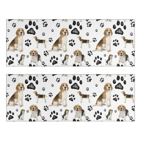 Kitchen Rugs Sets Of 2,Beagle Dog and Footprints Anti Fatigue Kitchen Mat Rugs Non Slip Washable,Decorative Kitchen Floor Mats for Kitchen,Sink,Laundry,17"X47"