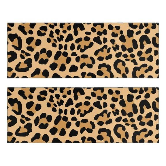 Kitchen Rugs Sets Of 2,Beige and Black Of Leopard Print Anti Fatigue Kitchen Mat Rugs Non Slip Washable,Decorative Kitchen Floor Mats for Kitchen,Sink,Laundry,17"X47"