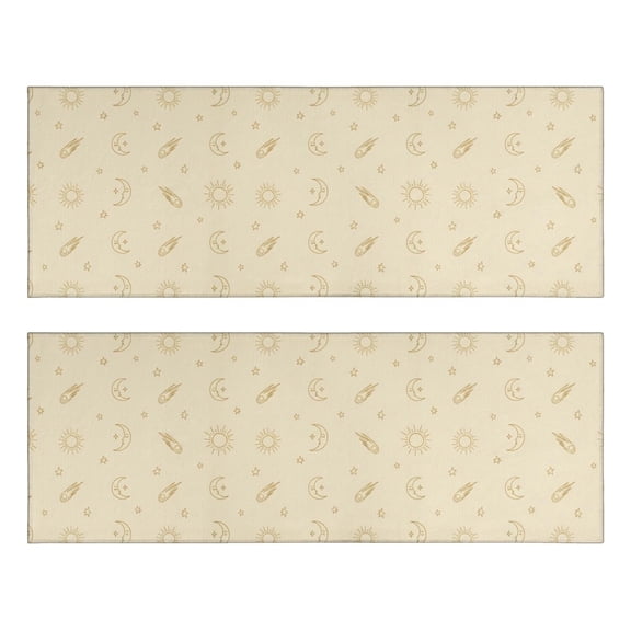 Kitchen Rugs Sets Of 2,Beige Celestial Pattern Anti Fatigue Kitchen Mat Rugs Non Slip Washable,Decorative Kitchen Floor Mats for Kitchen,Sink,Laundry,17"X47"