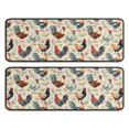 thumbnail image 1 of Kitchen Rugs Sets Of 2,Beige Chicken Floral Pattern Anti Fatigue Kitchen Mat Rugs Non Slip Washable,Decorative Kitchen Floor Mats for Kitchen,Sink,Laundry,17"x47"+17"x47", 1 of 5