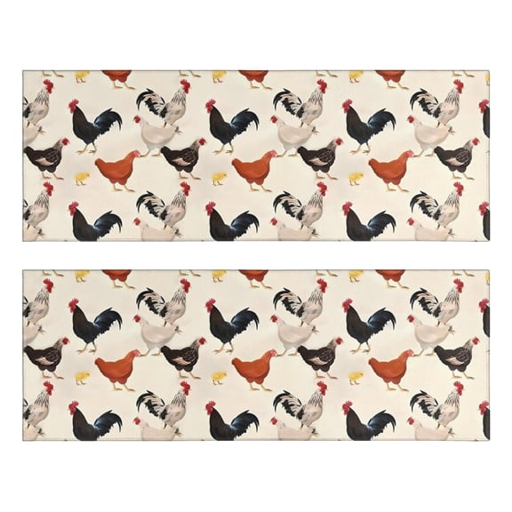 Kitchen Rugs Sets Of 2,Beige Chicken Pattern Anti Fatigue Kitchen Mat Rugs Non Slip Washable,Decorative Kitchen Floor Mats for Kitchen,Sink,Laundry,17"X47"
