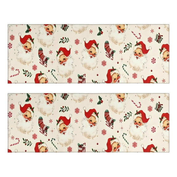 Kitchen Rugs Sets Of 2,Beige Christmas Santa Pattern Anti Fatigue Kitchen Mat Rugs Non Slip Washable,Decorative Kitchen Floor Mats for Kitchen,Sink,Laundry,17"X47"