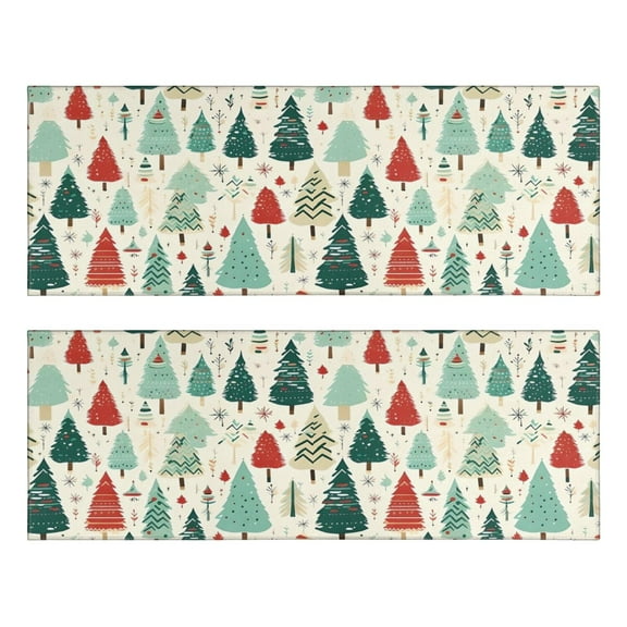 Kitchen Rugs Sets Of 2,Beige Christmas Tree Pattern Anti Fatigue Kitchen Mat Rugs Non Slip Washable,Decorative Kitchen Floor Mats for Kitchen,Sink,Laundry,17"X47"