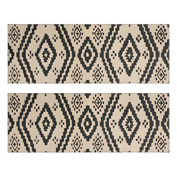 Kitchen Rugs Sets Of 2,Beige Geometric Diamond Dot Pattern Anti Fatigue Kitchen Mat Rugs Non Slip Washable,Decorative Kitchen Floor Mats for Kitchen,Sink,Laundry,17"X47"