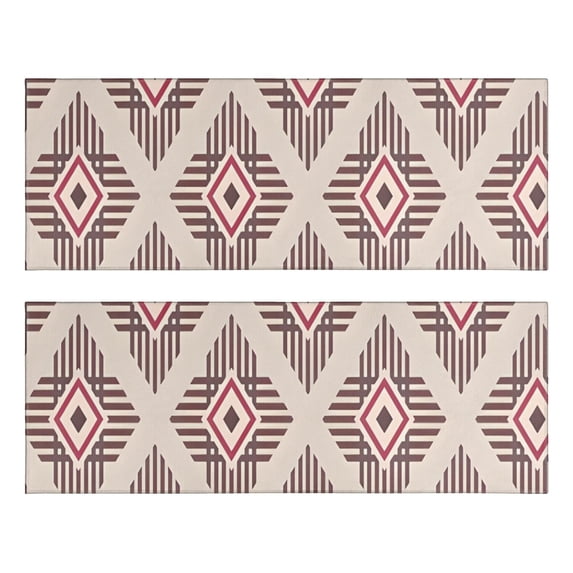 Kitchen Rugs Sets Of 2,Beige Geometric Diamond Striped Pattern Anti Fatigue Kitchen Mat Rugs Non Slip Washable,Decorative Kitchen Floor Mats for Kitchen,Sink,Laundry,17"X47"