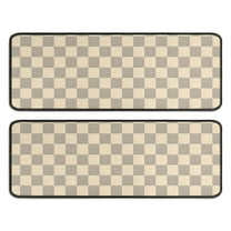 Kitchen Rugs Sets Of 2,Beige Gray Checkerboard Checkered Pattern Anti Fatigue Kitchen Mat Rugs Non Slip Washable,Decorative Kitchen Floor Mats for Kitchen,Sink,Laundry,17"x47" 17"x47"