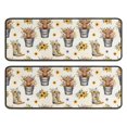 thumbnail image 1 of Kitchen Rugs Sets Of 2,Beige Highland Cow Bucket Boot Flower Pattern Anti Fatigue Kitchen Mat Rugs Non Slip Washable,Decorative Kitchen Floor Mats for Kitchen,Sink,Laundry,17"x47"+17"x47", 1 of 5