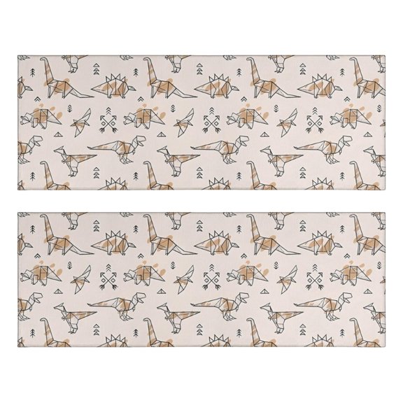 Kitchen Rugs Sets Of 2,Beige Origami Dinosaurs Geometric Pattern Anti Fatigue Kitchen Mat Rugs Non Slip Washable,Decorative Kitchen Floor Mats for Kitchen,Sink,Laundry,17"X47"