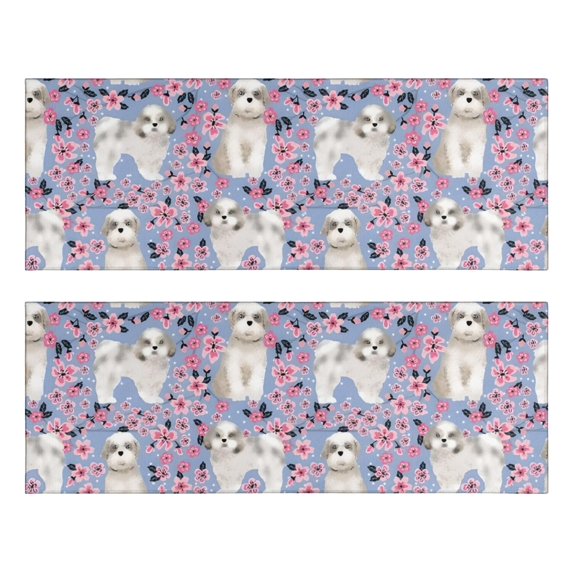 Kitchen Rugs Sets Of 2,Bichon Dog Purple Florals Anti Fatigue Kitchen Mat Rugs Non Slip Washable,Decorative Kitchen Floor Mats for Kitchen,Sink,Laundry,17"X47"