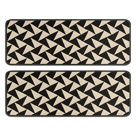 Kitchen Rugs Sets Of 2,Black Beige Chevron Pattern Anti Fatigue Kitchen Mat Rugs Non Slip Washable,Decorative Kitchen Floor Mats for Kitchen,Sink,Laundry,17"x47"+17"x47"