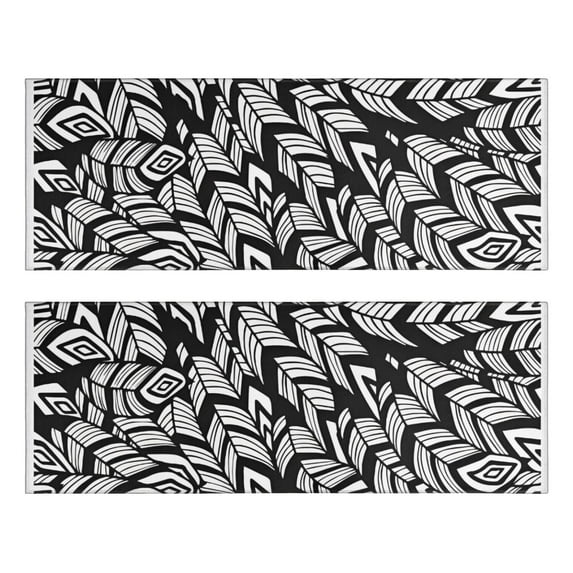 Kitchen Rugs Sets Of 2,Black Boho Tribal Feathers Pattern Anti Fatigue Kitchen Mat Rugs Non Slip Washable,Decorative Kitchen Floor Mats for Kitchen,Sink,Laundry,17"X47"