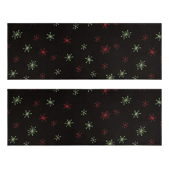 Kitchen Rugs Sets Of 2,Black Christmas Star Pattern Anti Fatigue Kitchen Mat Rugs Non Slip Washable,Decorative Kitchen Floor Mats for Kitchen,Sink,Laundry,17"X47"