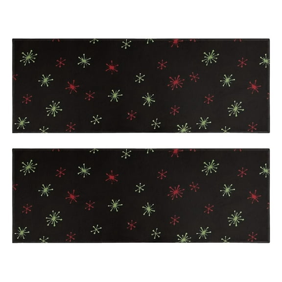 Kitchen Rugs Sets Of 2,Black Christmas Star Pattern Anti Fatigue Kitchen Mat Rugs Non Slip Washable,Decorative Kitchen Floor Mats for Kitchen,Sink,Laundry,17"X47"