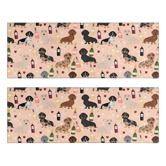 Kitchen Rugs Sets Of 2,Black Cute Dachshund Dog and Wine Anti Fatigue Kitchen Mat Rugs Non Slip Washable,Decorative Kitchen Floor Mats for Kitchen,Sink,Laundry,17"X47"