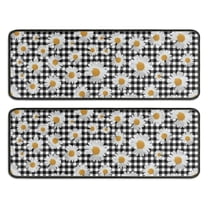 Kitchen Rugs Sets Of 2,Black Daisy Flower Checkered Pattern Anti Fatigue Kitchen Mat Rugs Non Slip Washable,Decorative Kitchen Floor Mats for Kitchen,Sink,Laundry,17"x47" 17"x47"