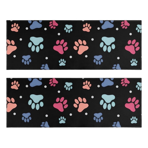 Kitchen Rugs Sets Of 2,Black Dog Paw Footprint Anti Fatigue Kitchen Mat Rugs Non Slip Washable,Decorative Kitchen Floor Mats for Kitchen,Sink,Laundry,17"X47"