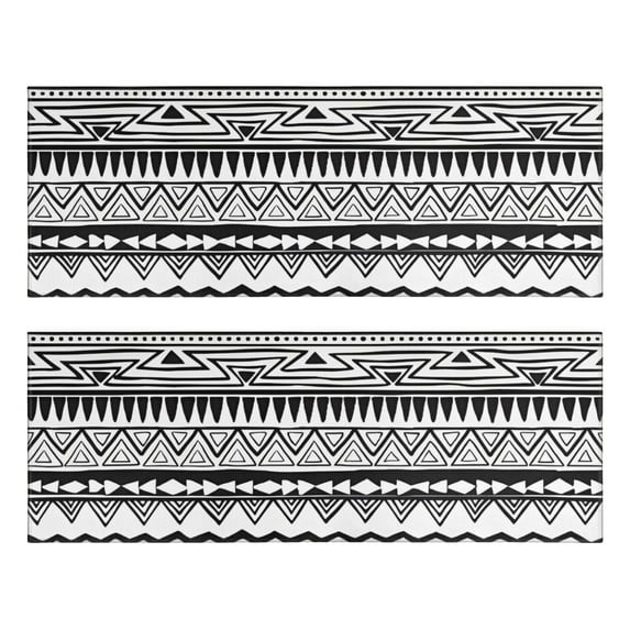 Kitchen Rugs Sets Of 2,Black Geometric Striped Pattern Anti Fatigue Kitchen Mat Rugs Non Slip Washable,Decorative Kitchen Floor Mats for Kitchen,Sink,Laundry,17"X47"