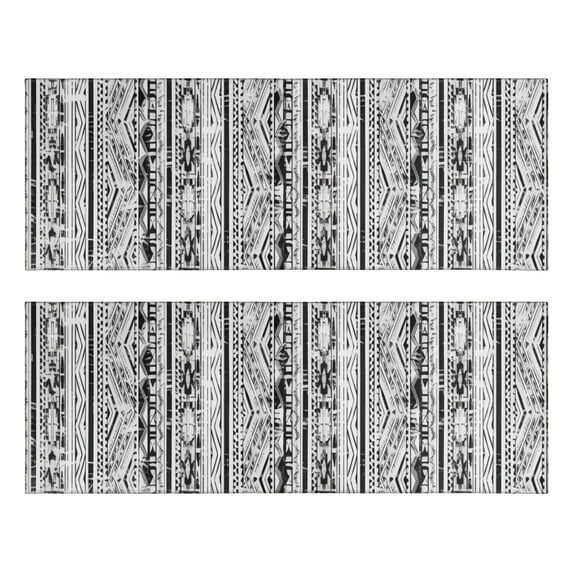 Kitchen Rugs Sets Of 2,Black Geometric Striped Pattern Anti Fatigue Kitchen Mat Rugs Non Slip Washable,Decorative Kitchen Floor Mats for Kitchen,Sink,Laundry,17"X47"