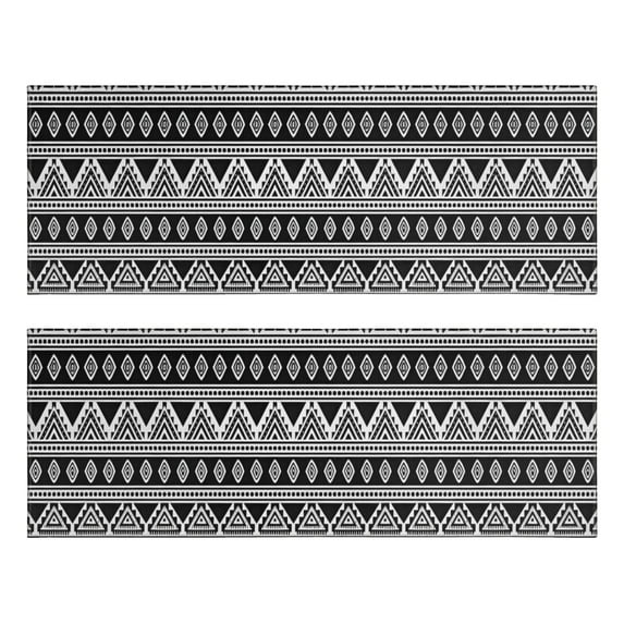 Kitchen Rugs Sets Of 2,Black Geometric Triangle Diamond Pattern Anti Fatigue Kitchen Mat Rugs Non Slip Washable,Decorative Kitchen Floor Mats for Kitchen,Sink,Laundry,17"X47"