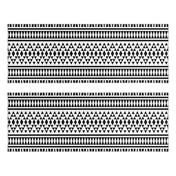 Kitchen Rugs Sets Of 2,Black Geometric Triangle Striped Pattern Anti Fatigue Kitchen Mat Rugs Non Slip Washable,Decorative Kitchen Floor Mats for Kitchen,Sink,Laundry,17"X47"