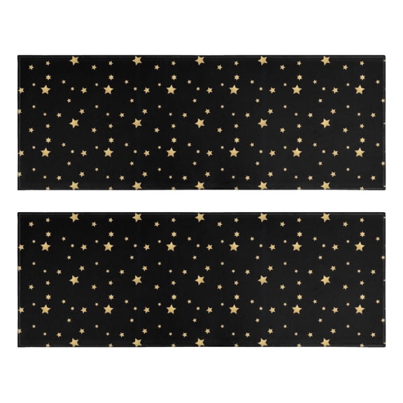 Kitchen Rugs Sets Of 2,Black Gold Star Pattern Anti Fatigue Kitchen Mat Rugs Non Slip Washable,Decorative Kitchen Floor Mats for Kitchen,Sink,Laundry,17"X47"