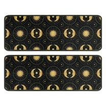 Kitchen Rugs Sets Of 2,Black Gold Sun Moon Pattern Anti Fatigue Kitchen Mat Rugs Non Slip Washable,Decorative Kitchen Floor Mats for Kitchen,Sink,Laundry,17"x47" 17"x47"