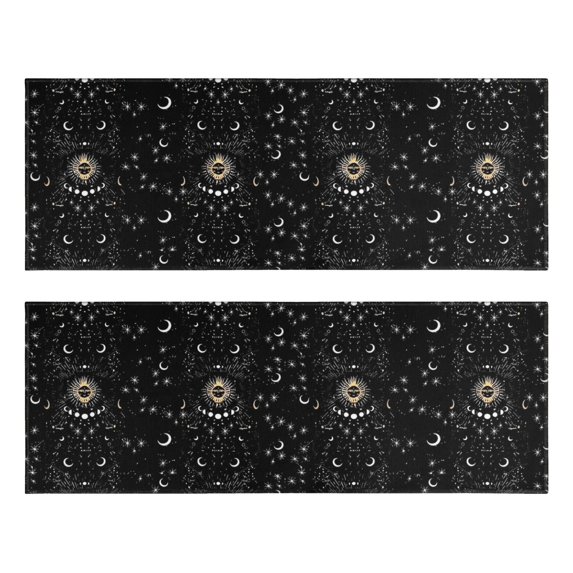 Kitchen Rugs Sets Of 2,Black Gothic Sun Moon Star Pattern Anti Fatigue Kitchen Mat Rugs Non Slip Washable,Decorative Kitchen Floor Mats for Kitchen,Sink,Laundry,17"X47"