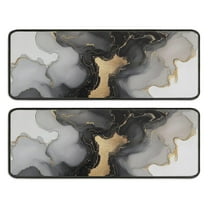 Kitchen Rugs Sets Of 2,Black Gray Gold Marble Pattern Anti Fatigue Kitchen Mat Rugs Non Slip Washable,Decorative Kitchen Floor Mats for Kitchen,Sink,Laundry,17"x47" 17"x47"