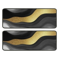 Kitchen Rugs Sets Of 2,Black Marble Gold Wave Pattern Anti Fatigue Kitchen Mat Rugs Non Slip Washable,Decorative Kitchen Floor Mats for Kitchen,Sink,Laundry,17"x47" 17"x47"