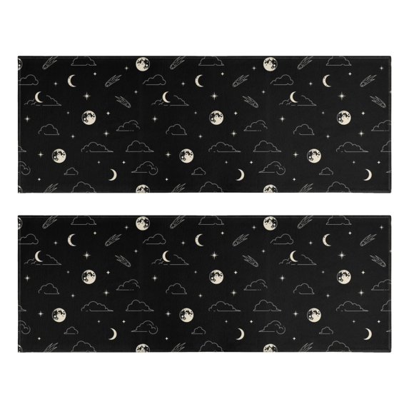 Kitchen Rugs Sets Of 2,Black Night Sky Pattern Anti Fatigue Kitchen Mat Rugs Non Slip Washable,Decorative Kitchen Floor Mats for Kitchen,Sink,Laundry,17"X47"
