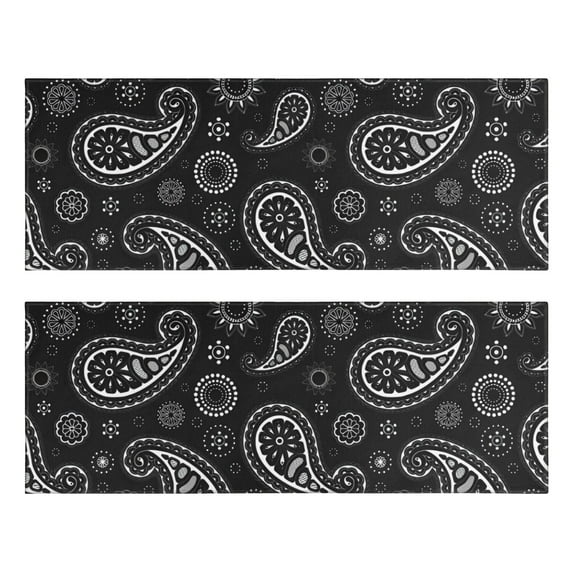 Kitchen Rugs Sets Of 2,Black Paisley and Floral Pattern Anti Fatigue Kitchen Mat Rugs Non Slip Washable,Decorative Kitchen Floor Mats for Kitchen,Sink,Laundry,17"X47"