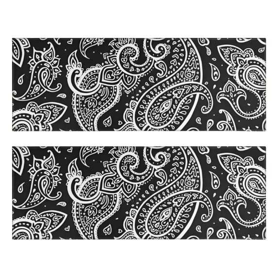 Kitchen Rugs Sets Of 2,Black Paisley Pattern Anti Fatigue Kitchen Mat Rugs Non Slip Washable,Decorative Kitchen Floor Mats for Kitchen,Sink,Laundry,17"X47"
