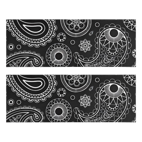 Kitchen Rugs Sets Of 2,Black Paisley Pattern Anti Fatigue Kitchen Mat Rugs Non Slip Washable,Decorative Kitchen Floor Mats for Kitchen,Sink,Laundry,17"X47"