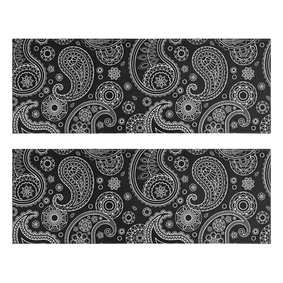 Kitchen Rugs Sets Of 2,Black Paisley Pattern Anti Fatigue Kitchen Mat Rugs Non Slip Washable,Decorative Kitchen Floor Mats for Kitchen,Sink,Laundry,17"X47"