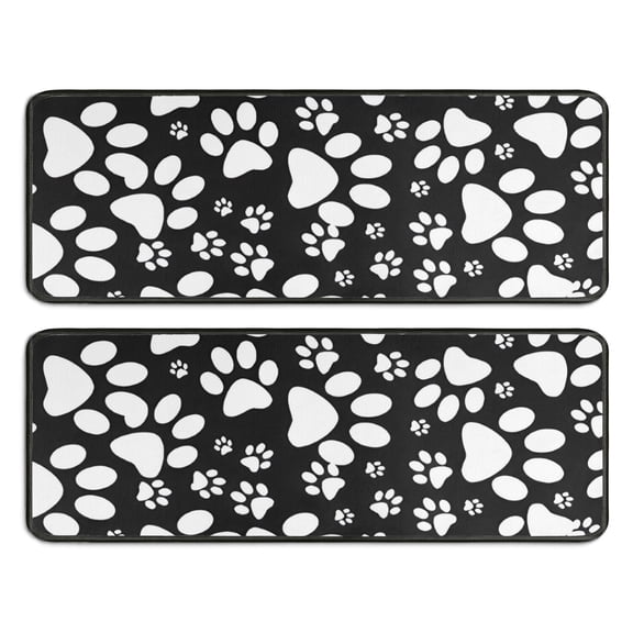 Kitchen Rugs Sets Of 2,Black Paw Anti Fatigue Kitchen Mat Rugs Non Slip Washable,Decorative Kitchen Floor Mats for Kitchen,Sink,Laundry,17"x47"+17"x47"