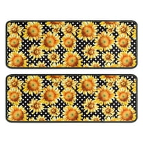 Kitchen Rugs Sets Of 2,Black Polka Dot Sunflower Pattern Anti Fatigue Kitchen Mat Rugs Non Slip Washable,Decorative Kitchen Floor Mats for Kitchen,Sink,Laundry,17"x47" 17"x47"