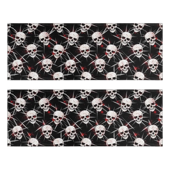 Kitchen Rugs Sets Of 2,Black Red Skull Burst Pattern Anti Fatigue Kitchen Mat Rugs Non Slip Washable,Decorative Kitchen Floor Mats for Kitchen,Sink,Laundry,17"X47"